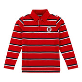 NIS Unisex Long-Sleeve Polo Shirt, Red / Navy & White stripe